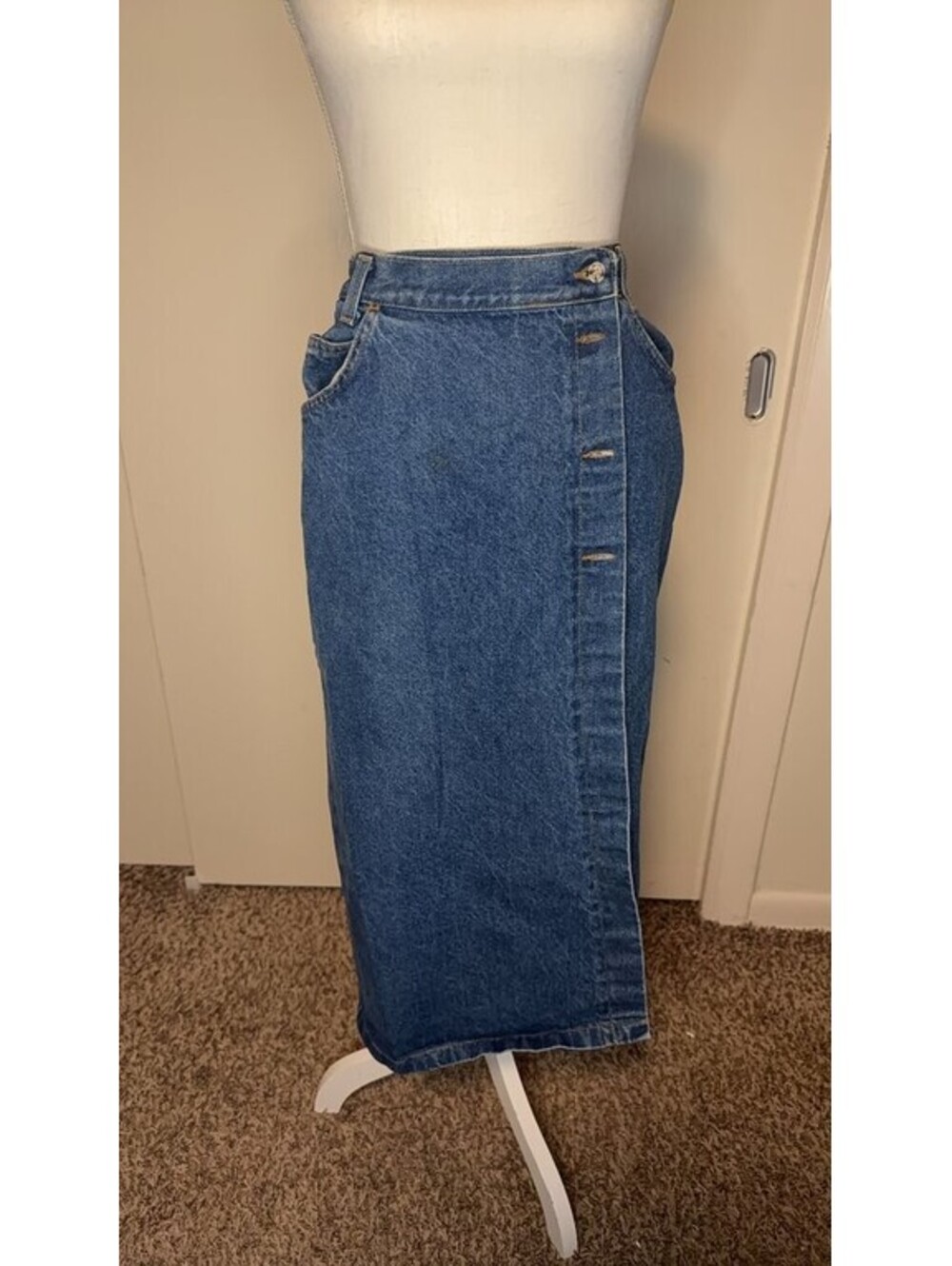 Vivaldi Vintage Denim Button-Front Skirt